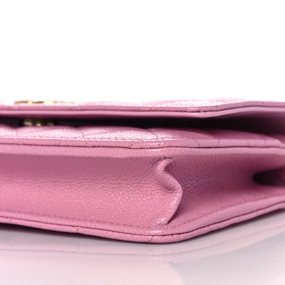 Chanel Shiny Caviar Quilted Pick Me Up Wallet On Chain WOC Pink 10 of 11