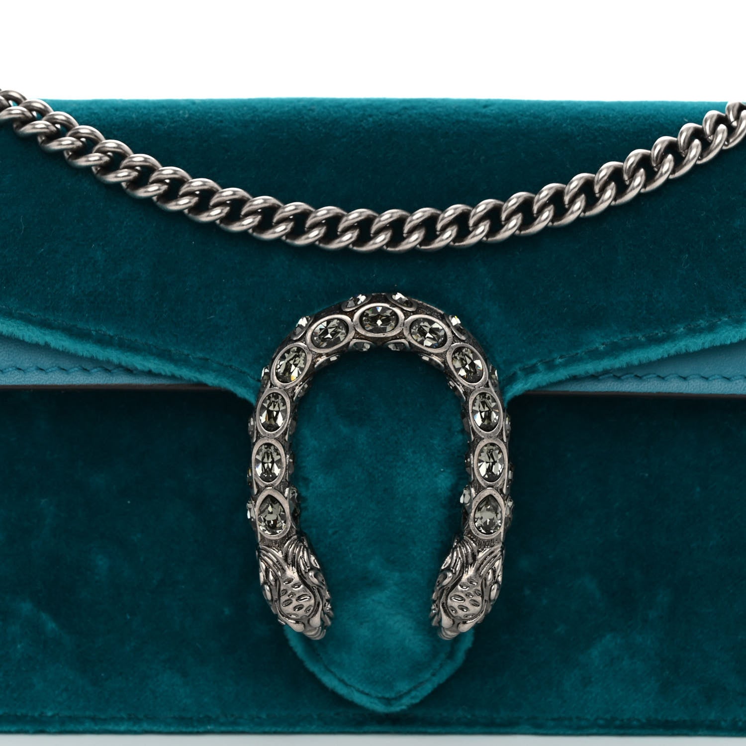 Gucci Velvet Super Mini Dionysus Shoulder Bag Pavone Cyan 7 of 9