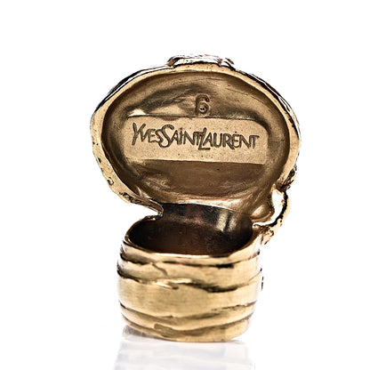 Saint Laurent Glass Cabochon Arty Ovale Ring 6 Gold Orange 2 of 4