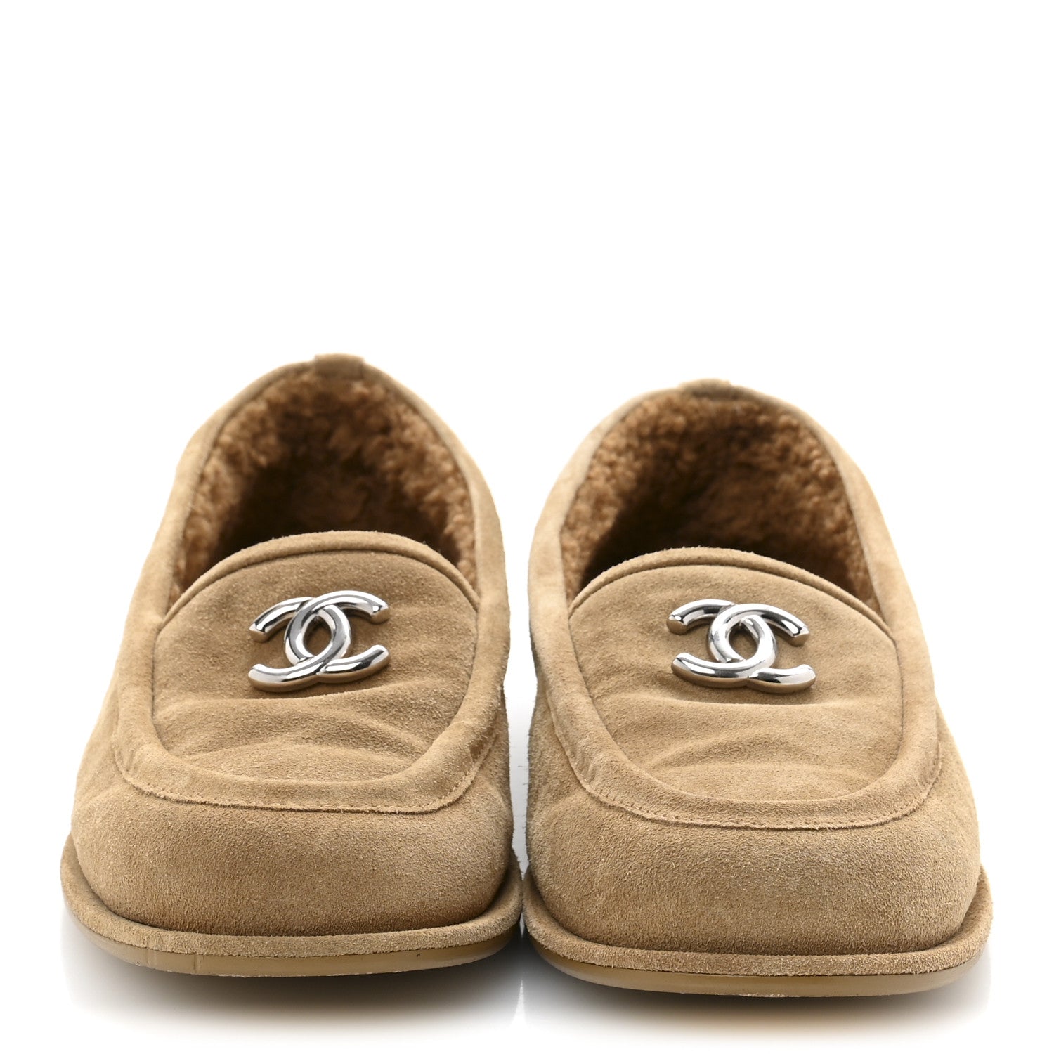 Chanel Suede Calfskin CC Loafers 39 Dark Beige 3 of 9