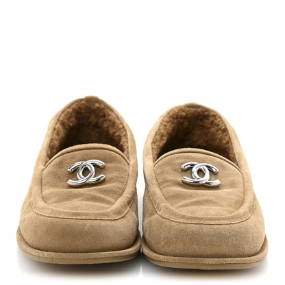Chanel Suede Calfskin CC Loafers 39 Dark Beige 3 of 9