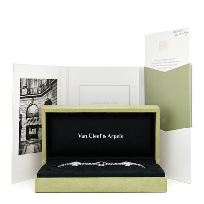 Van Cleef & Arpels 18K White Gold Diamond Black Onyx 5 Motifs Vintage Alhambra Bracelet 6 of 6