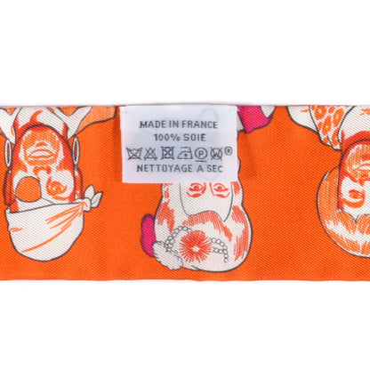 Hermes Silk Dress Code Twilly Orange Fuchsia White 2 of 4