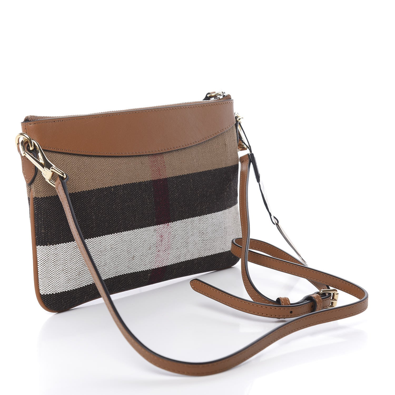Burberry Mega Check Peyton Crossbody Clutch Bag Saddle Brown 3 of 11