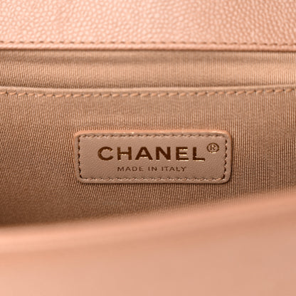 Chanel Caviar Chevron Quilted Medium Boy Flap Dark Beige 6 of 10