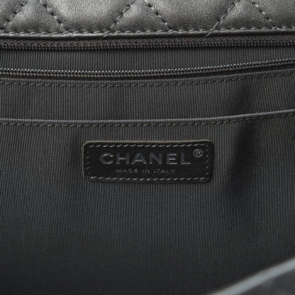 Chanel Metallic Calfskin Quilted Small XXL Travel Flap Bag Dark Silver 7 of 10