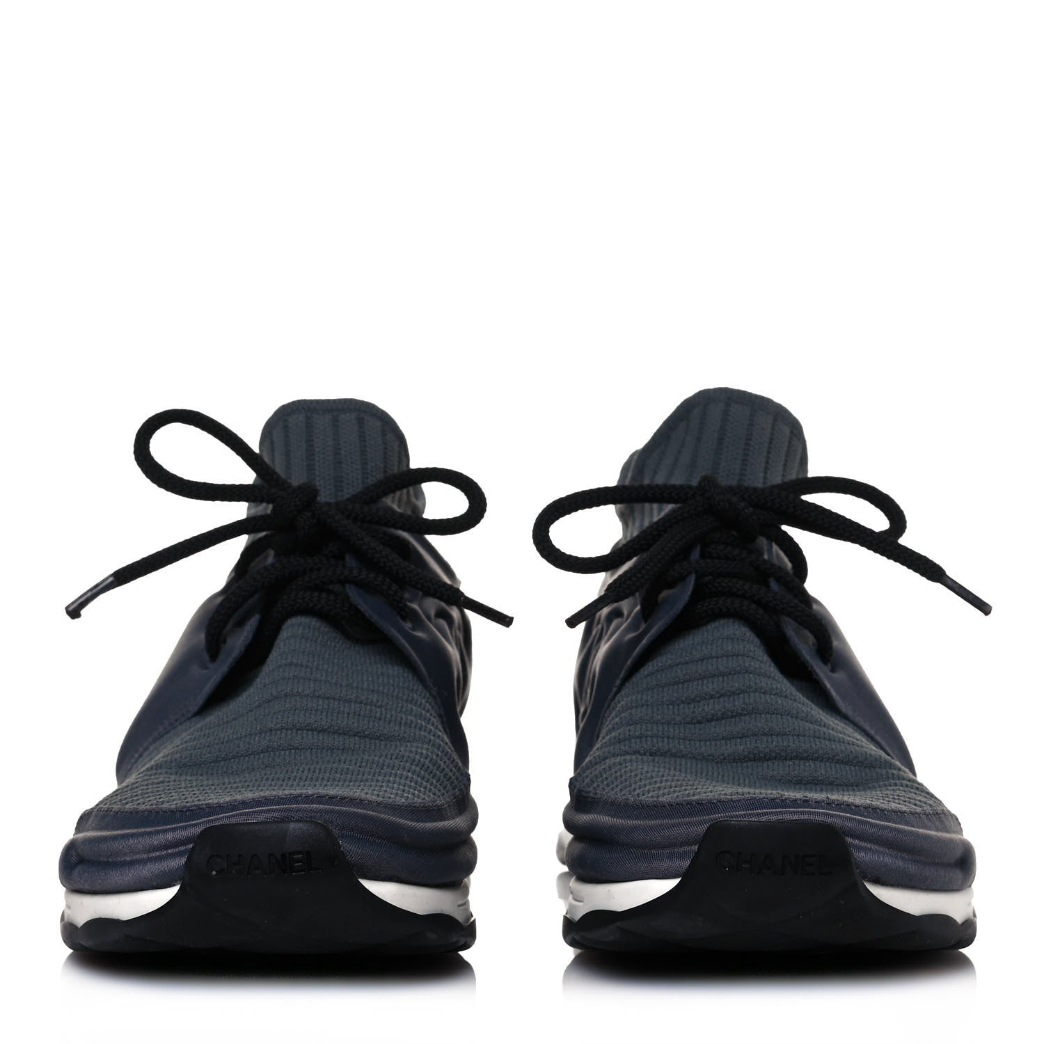 Chanel Stretch Fabric CC Sneakers 36.5 Grey 2 of 8
