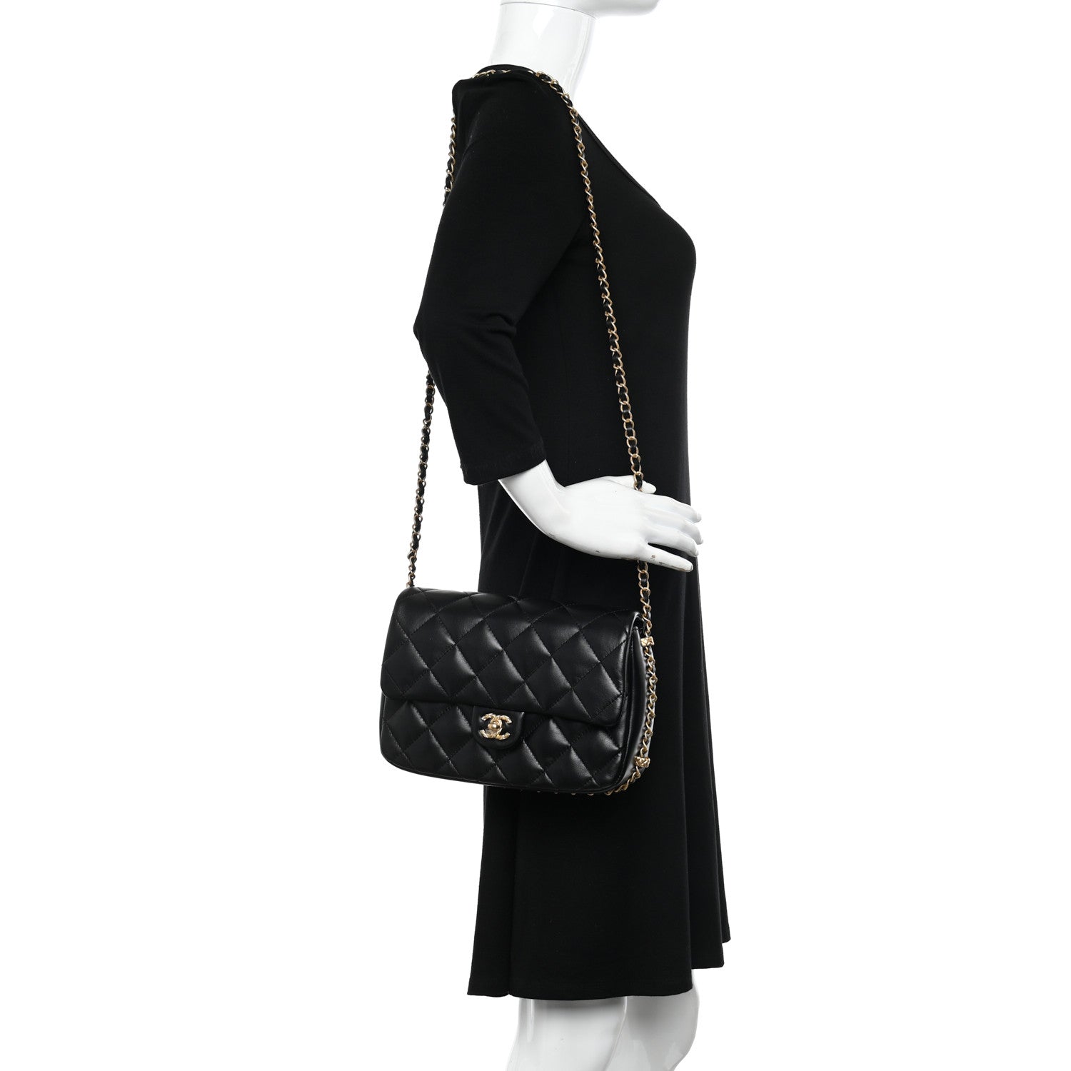 Chanel Lambskin Quilted Large CC Chain Flap Black 2 of 10