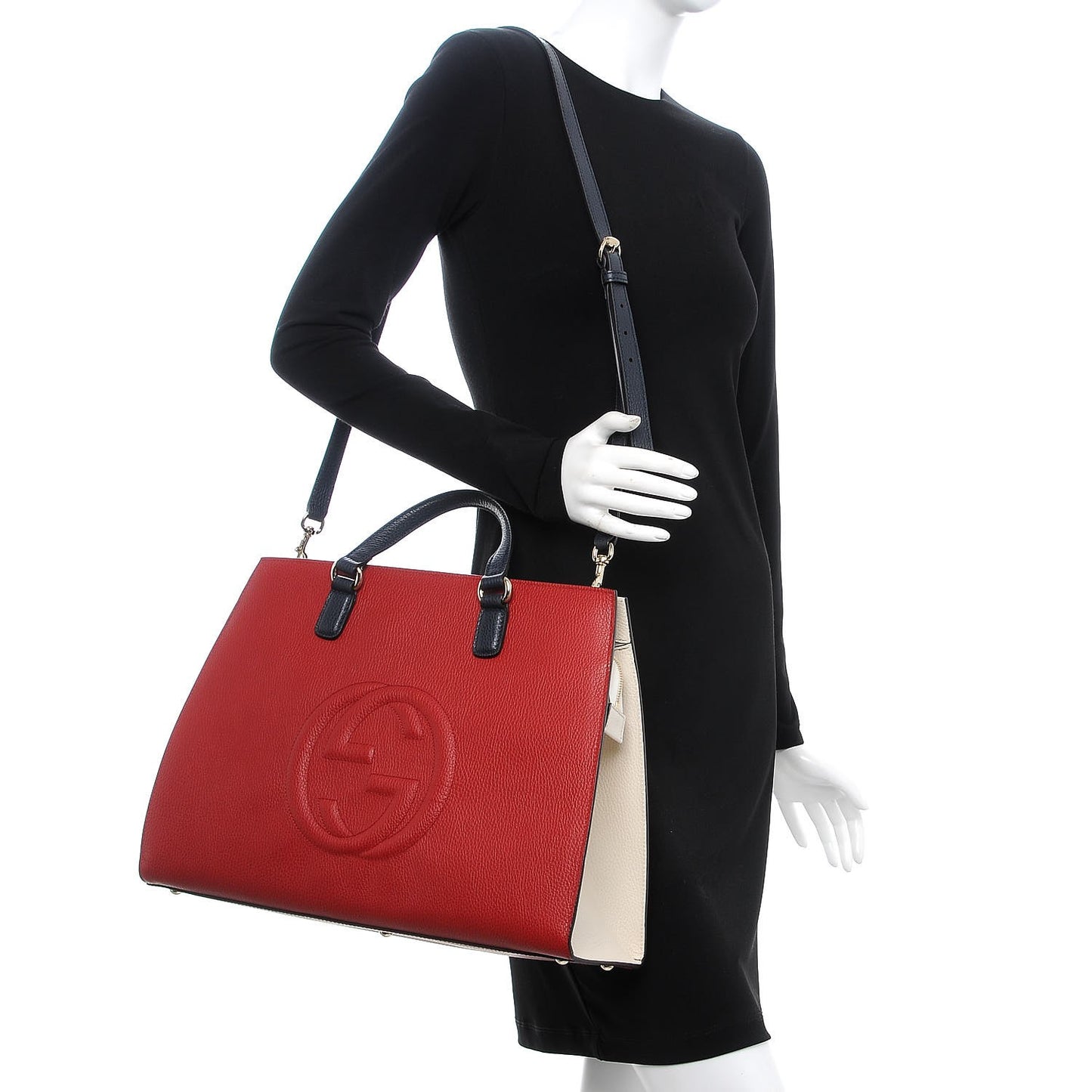 Dollar Calfskin Large Soho Top Handle Satchel Hibiscus Red Mystic White Blue