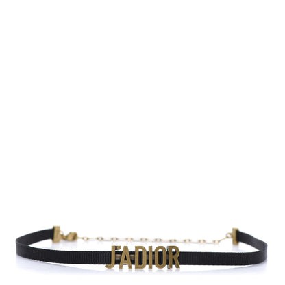 Christian Dior Grosgrain Ribbon J'Adior Logo Choker Necklace Black 1 of 6