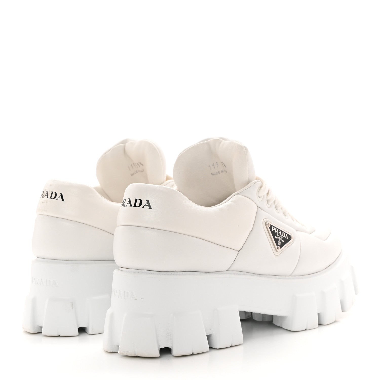 Prada Nappa Soft Metal Triangle Logo Padded Monolith 55mm Sneakers 39.5 White 4 of 20