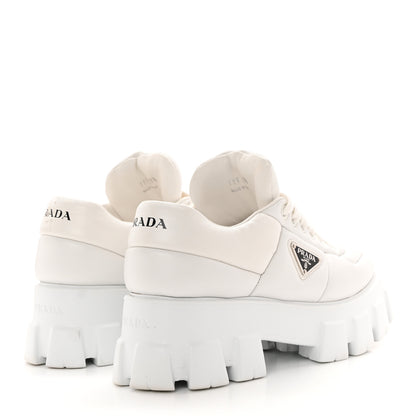 Prada Nappa Soft Metal Triangle Logo Padded Monolith 55mm Sneakers 39.5 White 4 of 20