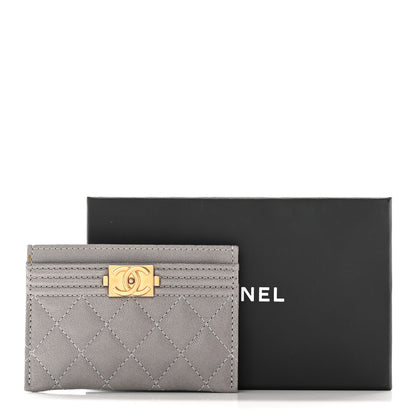 Chanel Caviar Quilted Boy Card Holder Grey 12 of 12
