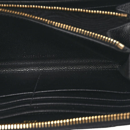 Saint Laurent Grain De Poudre Matelasse Chevron Monogram Zip Around Wallet Black 6 of 10