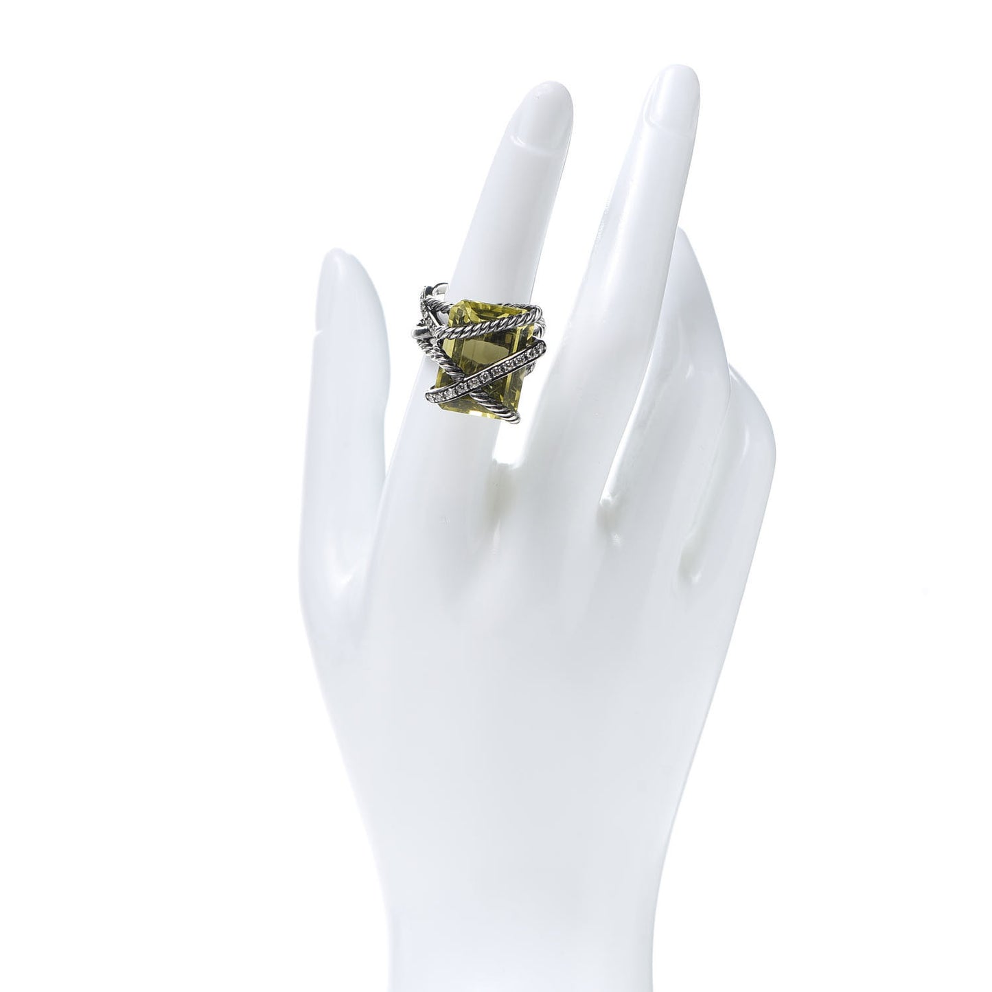 Sterling Silver Diamond Lemon Citrine 15mm Cable Wrap Ring 54 6.75