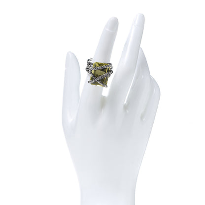 David Yurman Sterling Silver Diamond Lemon Citrine 15mm Cable Wrap Ring 54 6.75 2 of 6
