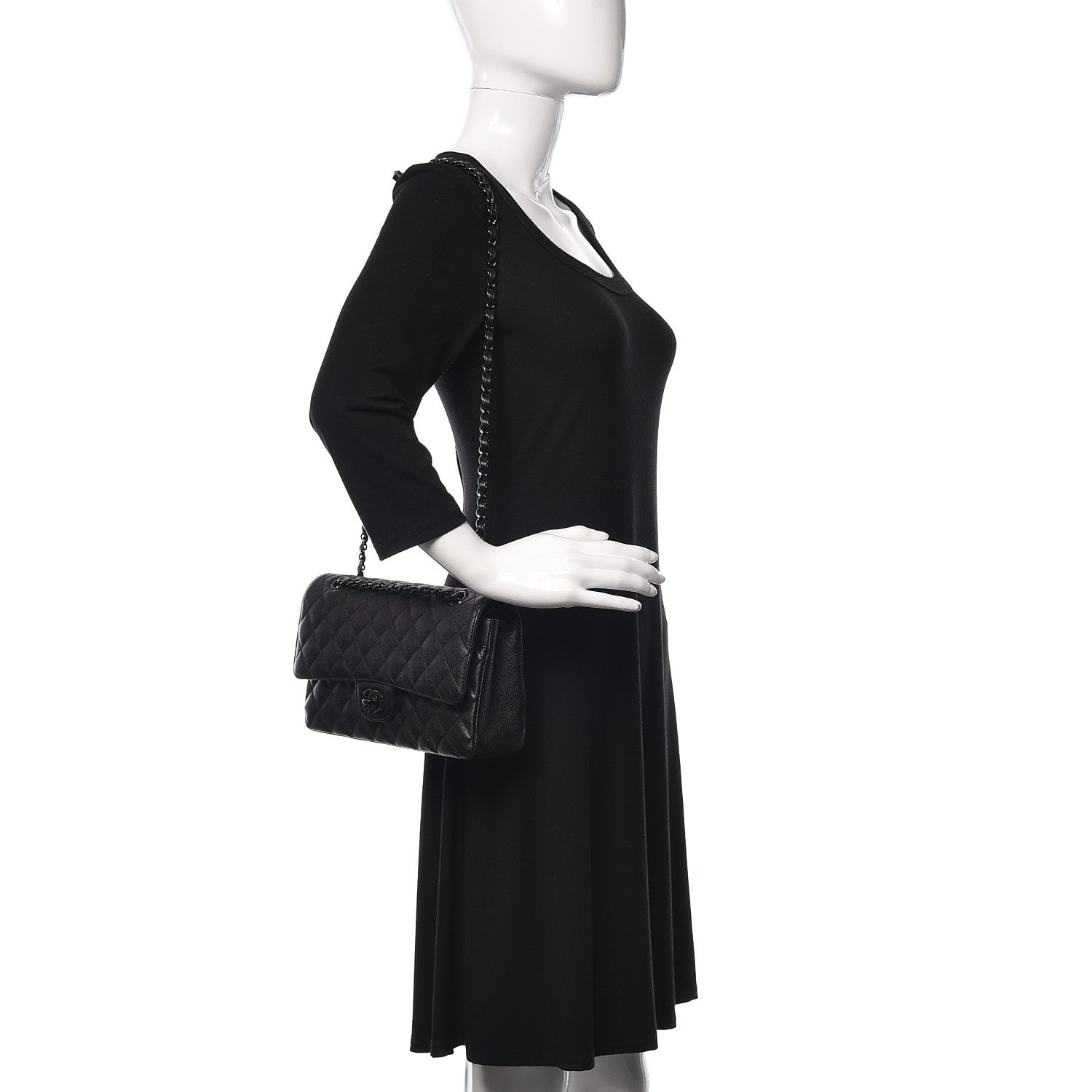 Chanel Crumpled Calfskin Quilted Medium Double Flap So Black 2 of 10