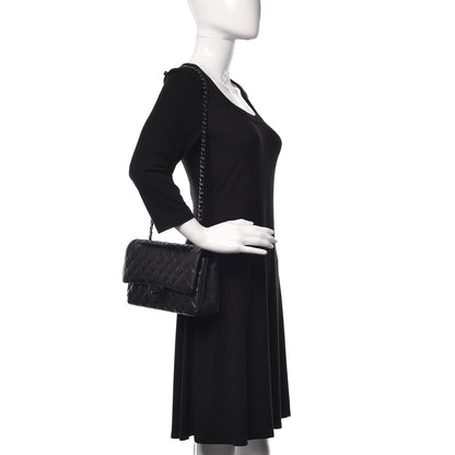 Chanel Crumpled Calfskin Quilted Medium Double Flap So Black 2 of 10