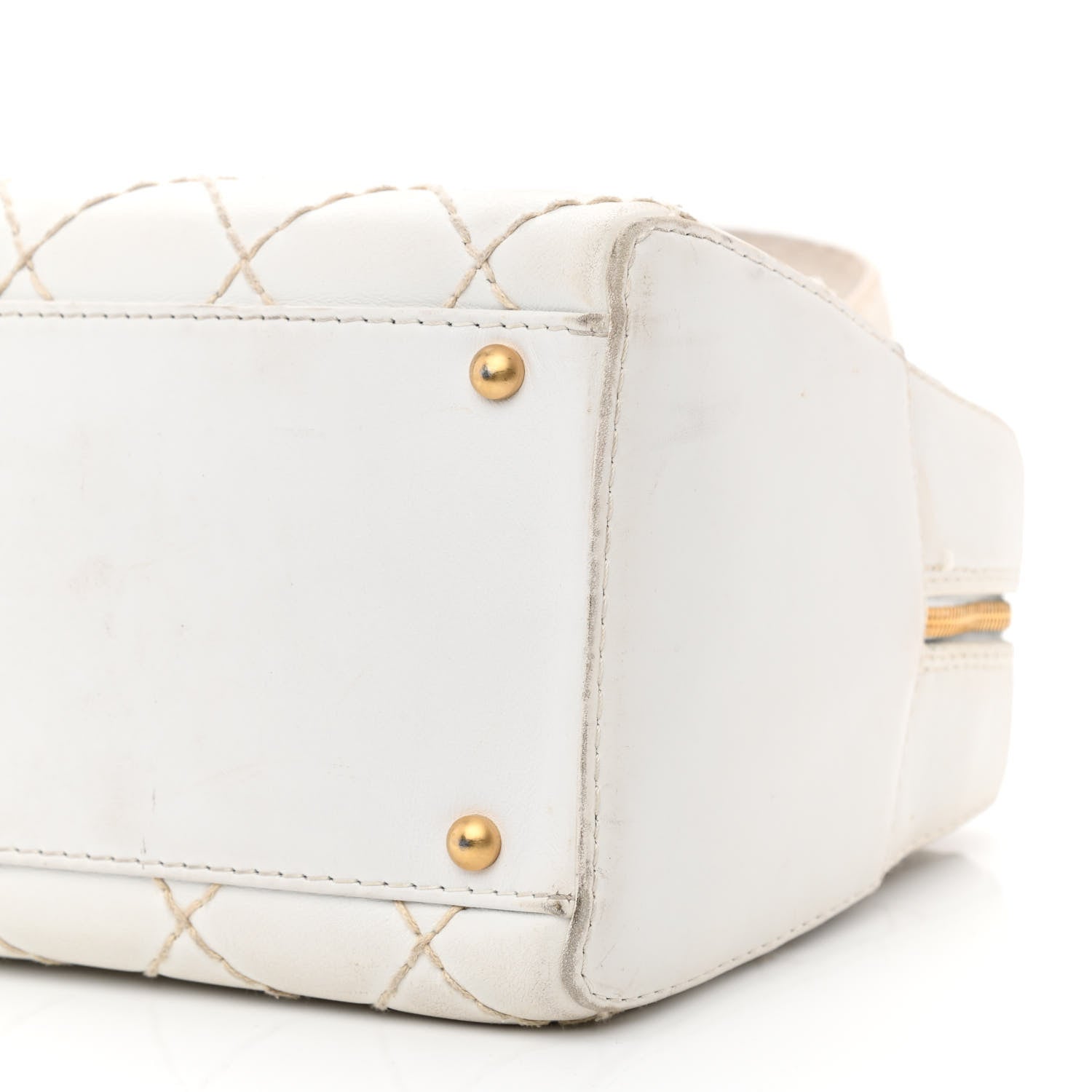 Chanel Calfskin Wild Stitch Top Handle Bag White 11 of 19