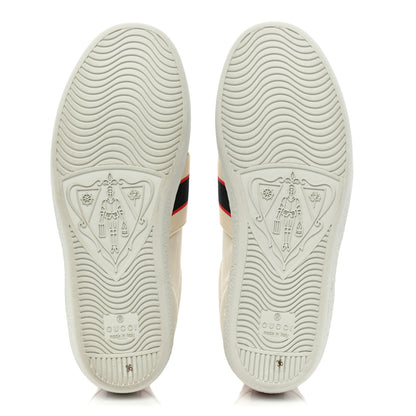 Gucci Calfskin Stripe Womens New Ace Sneakers 36 New Mystic White Ecru Red Flame 6 of 11