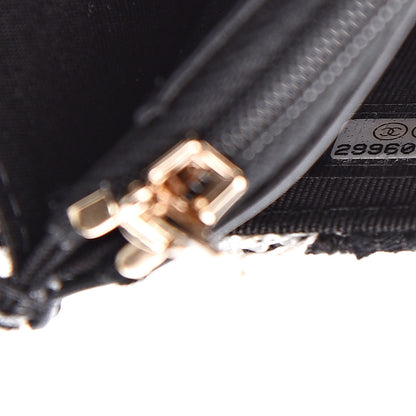 Chanel Tweed Quilted Wallet On Chain WOC Black Ecru White 8 of 11
