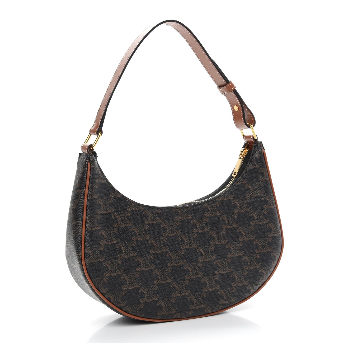 Triomphe Canvas Calfskin Ava Shoulder Bag Tan