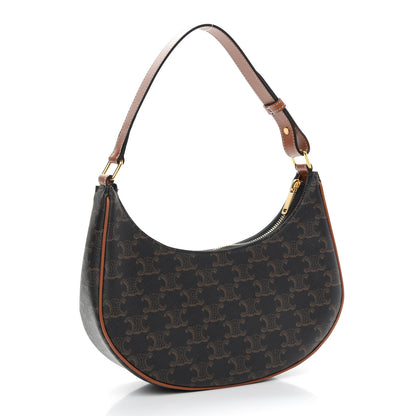 Celine Triomphe Canvas Calfskin Ava Shoulder Bag Tan 2 of 9