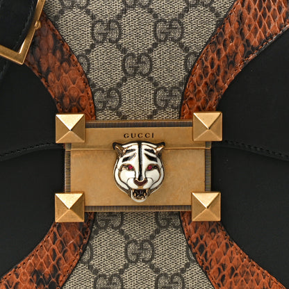 Gucci Nappa Elaphe GG Supreme Monogram Medium Osiride Shoulder Bag Black Bright Cuir Beige Ebony 9 of 13
