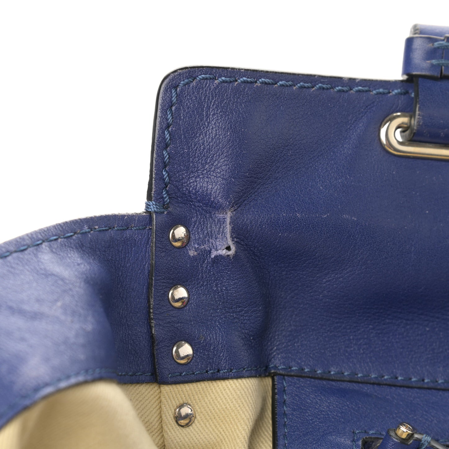 Vitello Medium Rockstud Tote Blue China