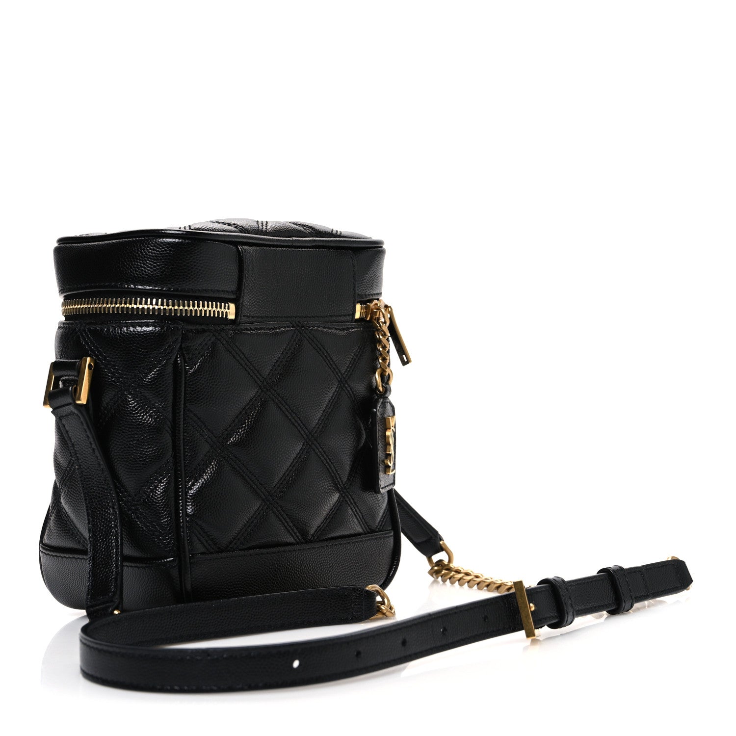Saint Laurent Grain de Poudre Quilted 80's Vanity Bag Black 3 of 10