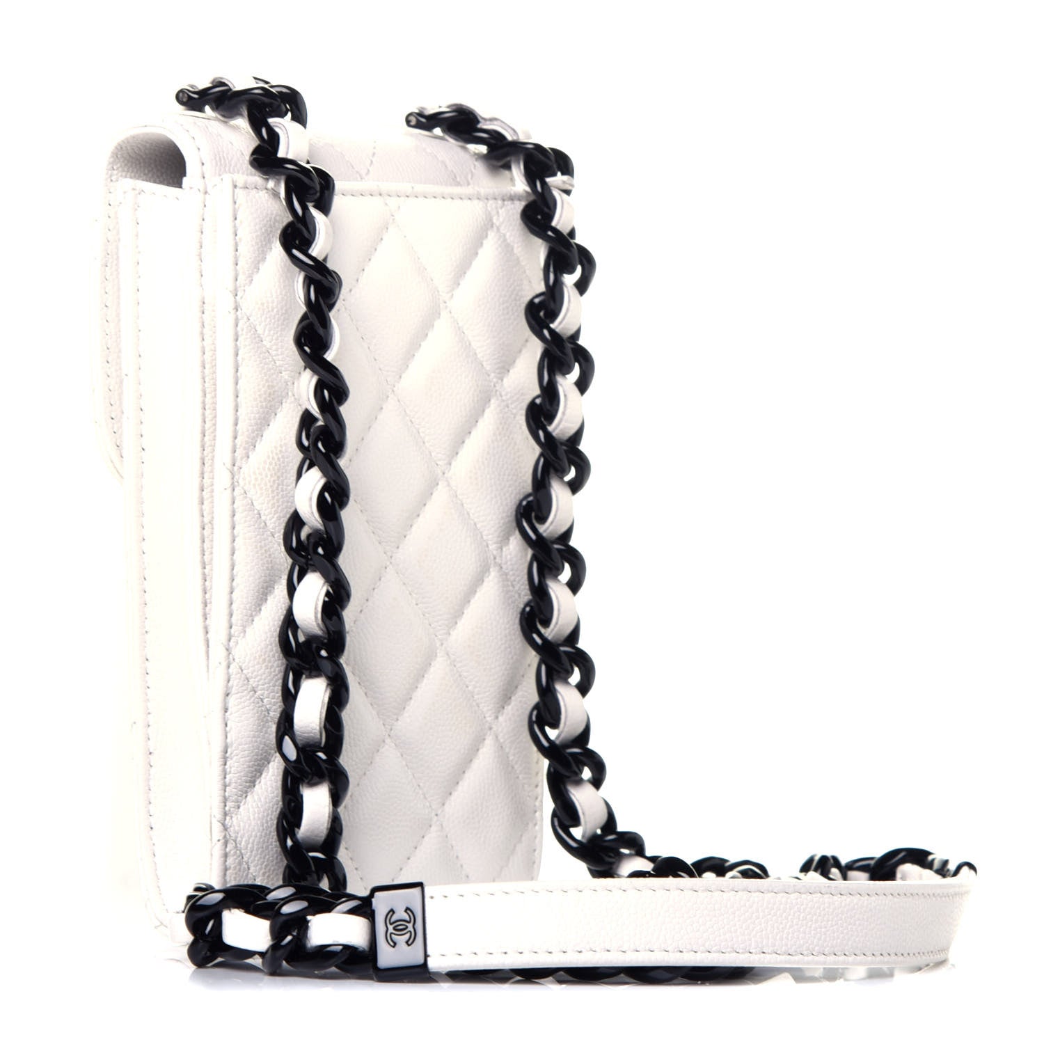 Chanel Caviar Quilted My Everything Clutch With Chain White Black 2 of 9