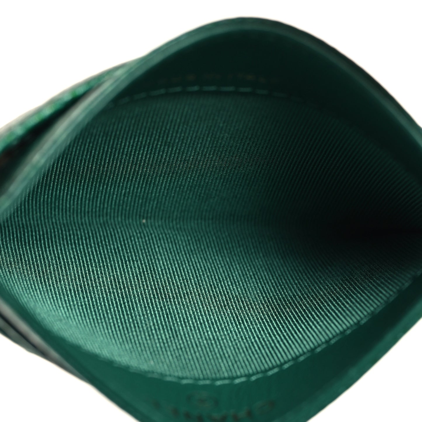 Metallic Caviar Quilted Card Holder Green