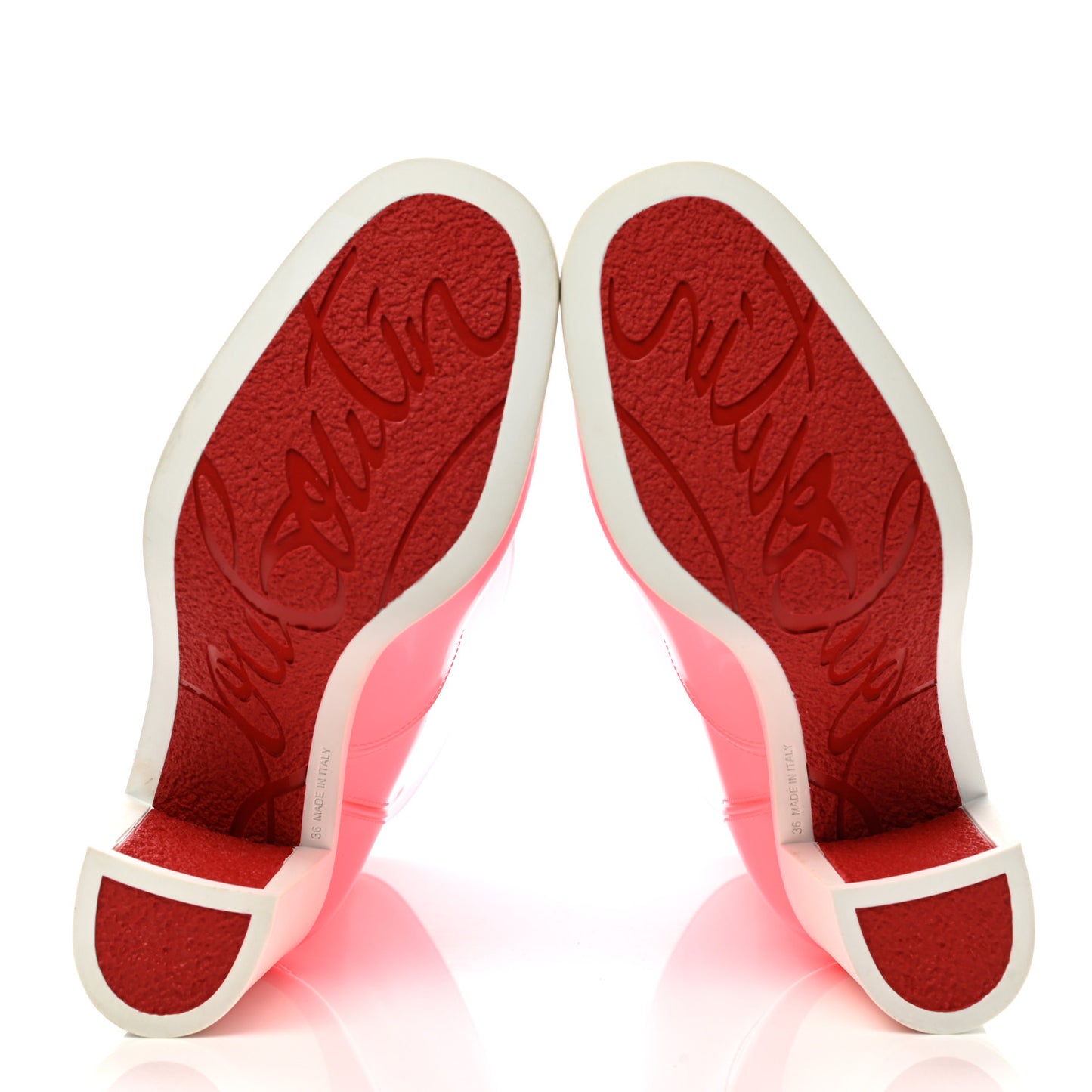 Recycled PVC Calfskin Loubirain 70 Boots 36 Pink