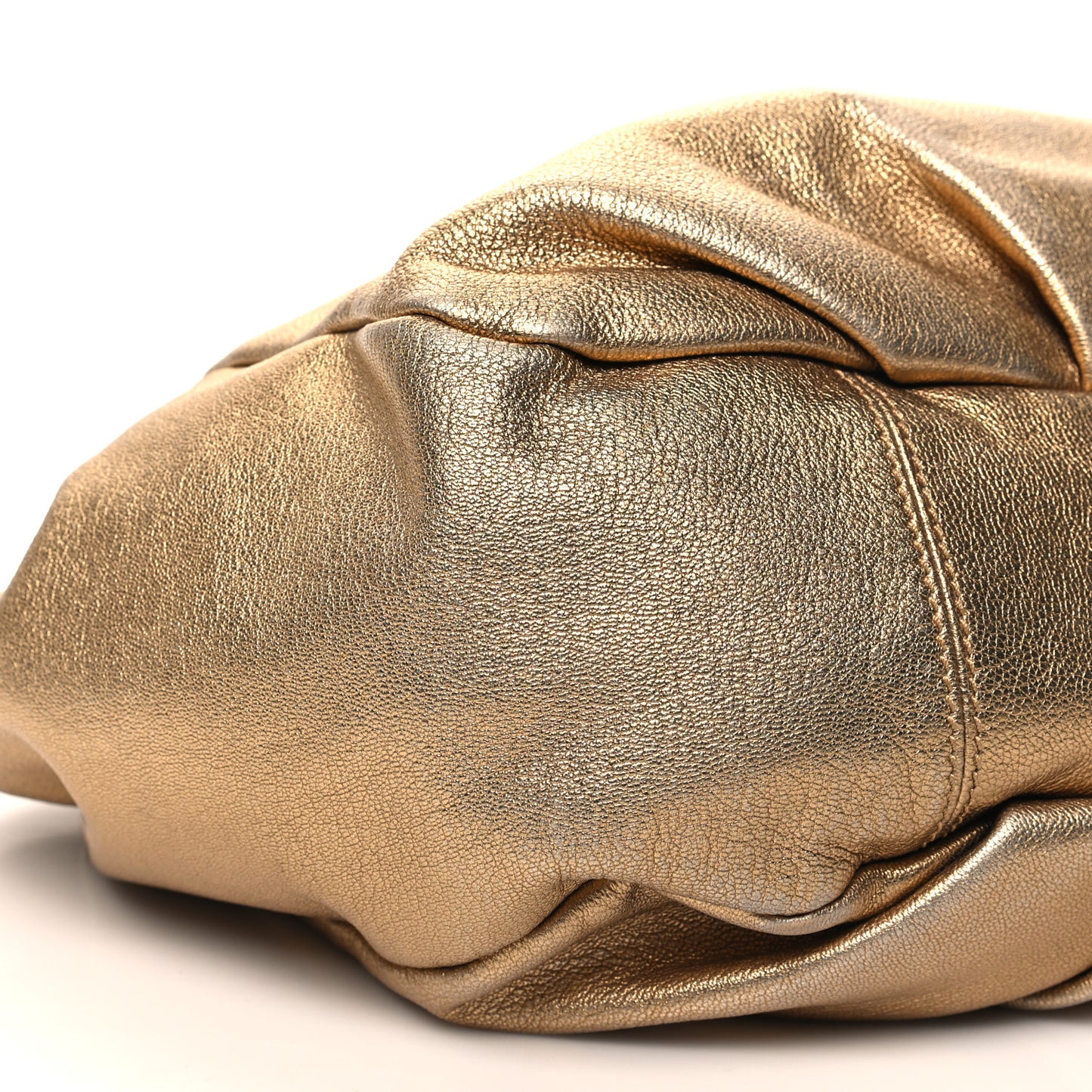 SALVATORE FERRAGAMO Metallic Calfskin Tassel Hobo Gold