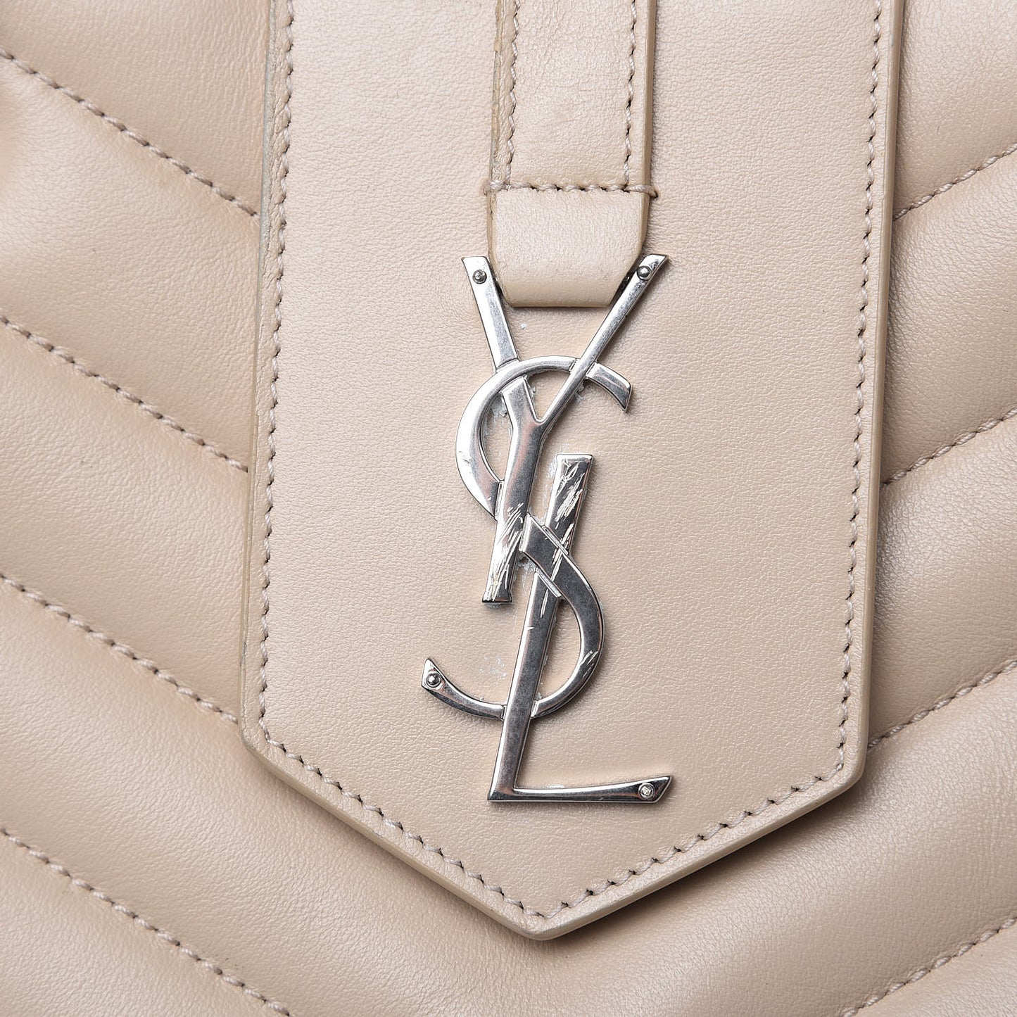 Calfskin Y Quilted Monogram Large Loulou Shopper Nude Powder