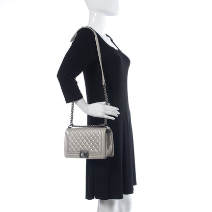 Chanel Metallic Caviar Quilted Medium Boy Flap Silver 2 of 15