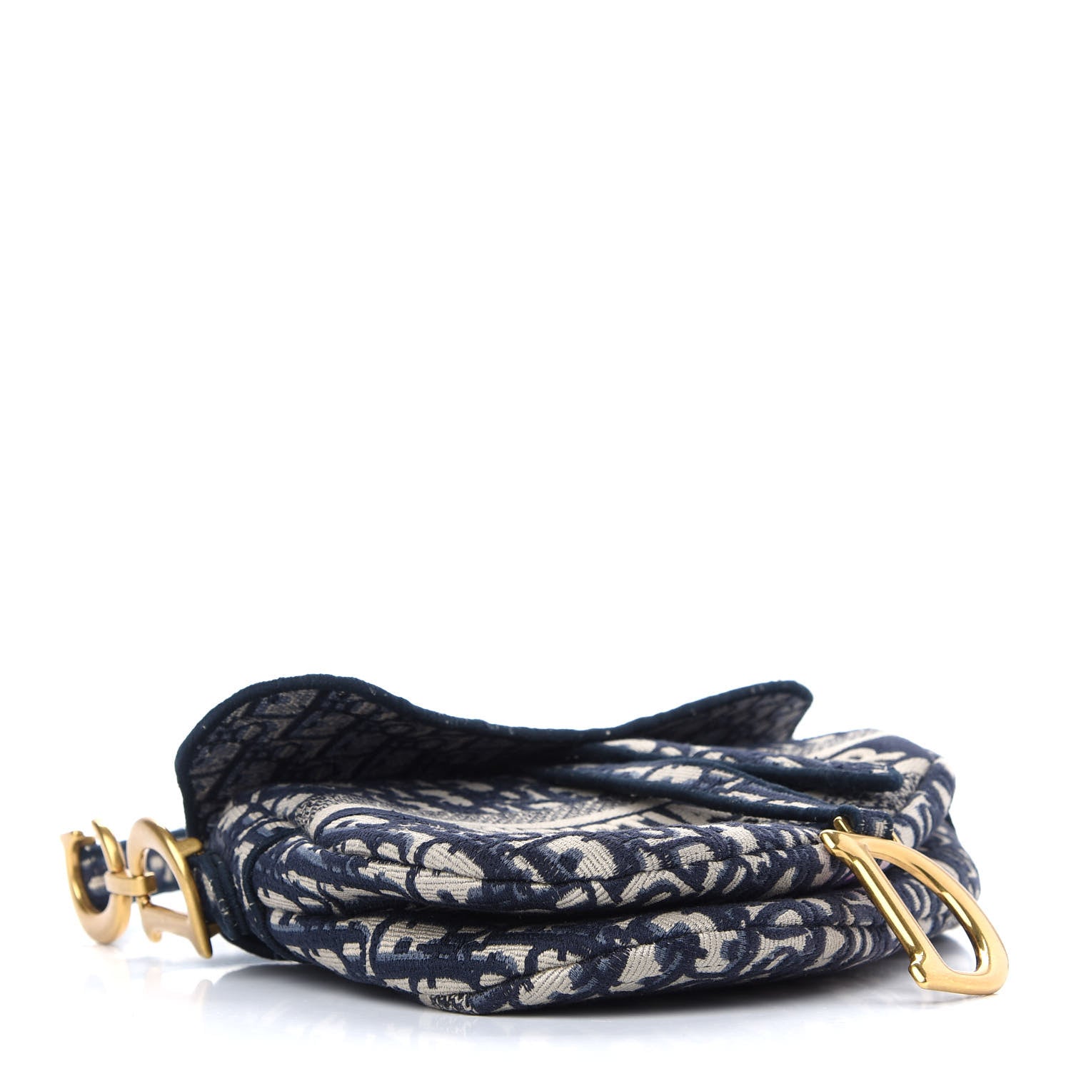 Christian Dior Oblique Embroidered Saddle Bag Blue 4 of 10