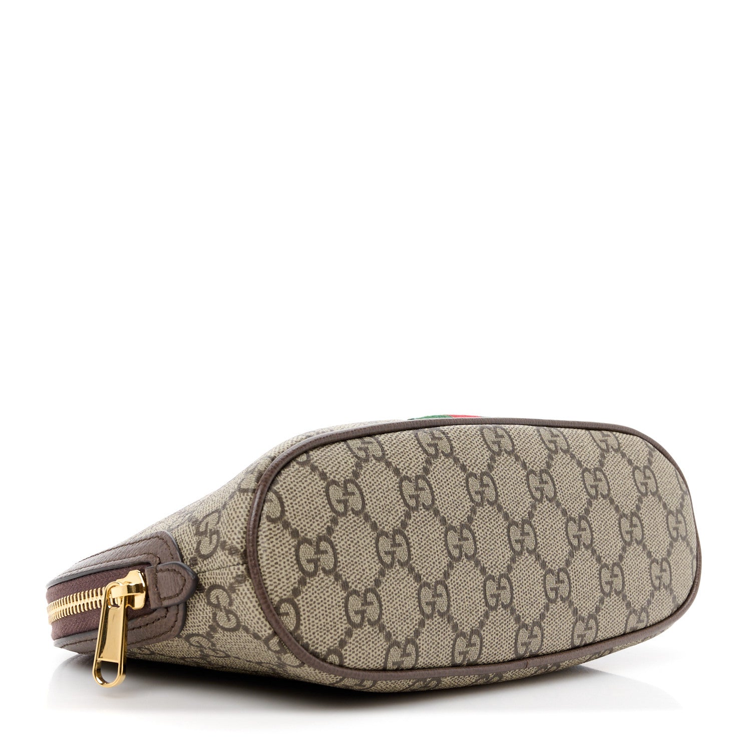 Gucci GG Supreme Monogram Textured Calfskin Web Large Ophidia Cosmetic Case Beige Ebony New Acero 4 of 10
