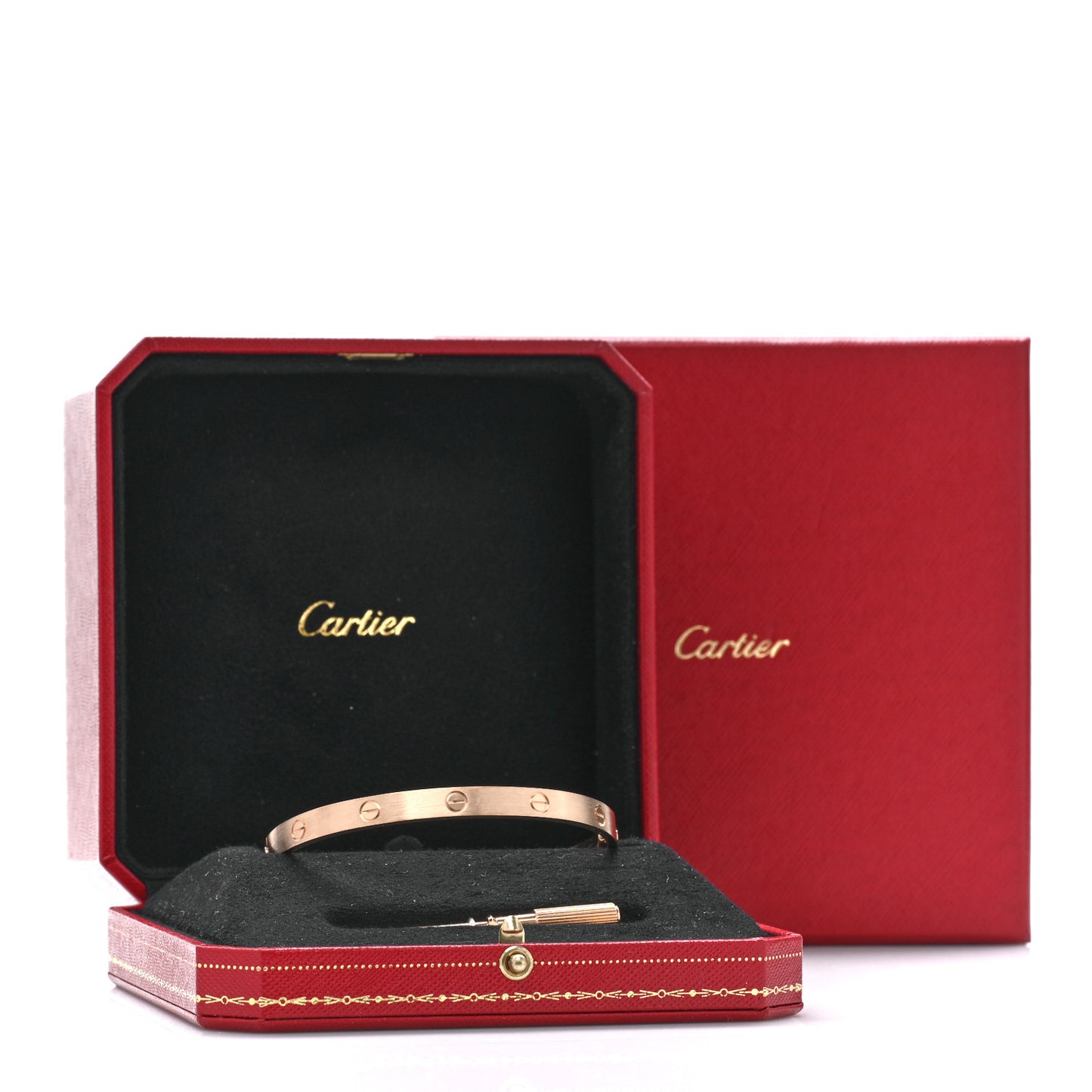 18K Pink Gold Brushed Finish LOVE Bracelet 20