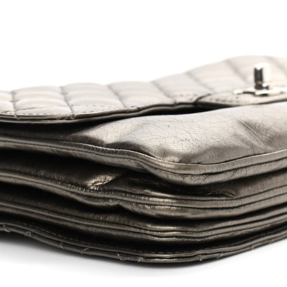 Chanel Metallic Crackled Calfskin Medium Clam's Pocket Flap Dark Silver 9 of 13