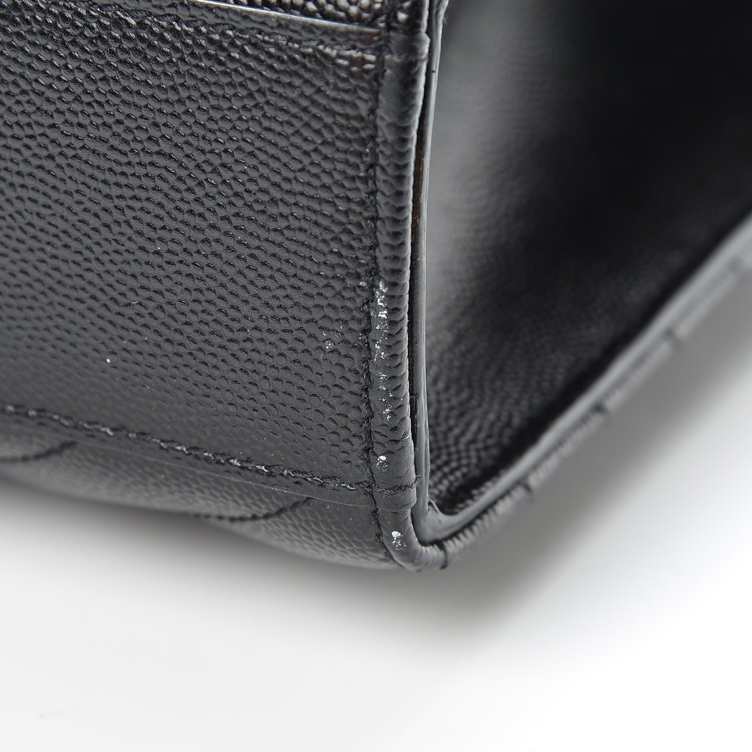 Saint Laurent Grain De Poudre Matelasse Chevron Large Monogram Satchel Black 12 of 14