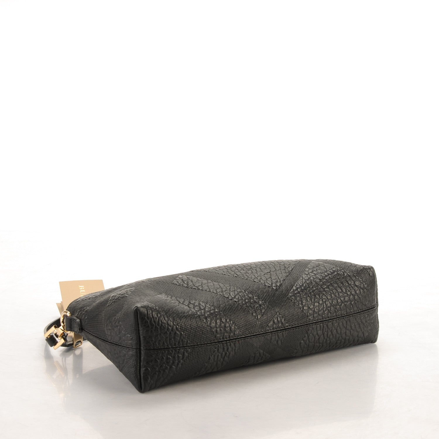 Burberry Signature Grain Calfskin Check Embossed Small Chichester Crossbody Clutch Bag Black 4 of 7