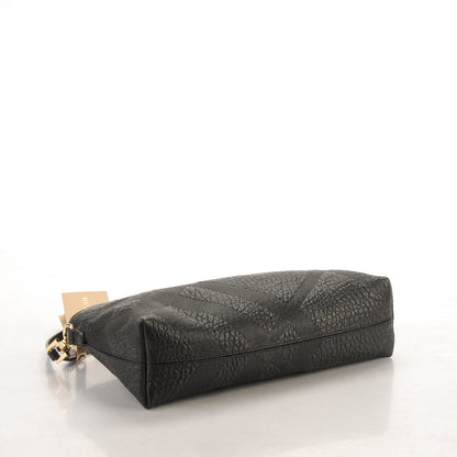 Burberry Signature Grain Calfskin Check Embossed Small Chichester Crossbody Clutch Bag Black 4 of 7