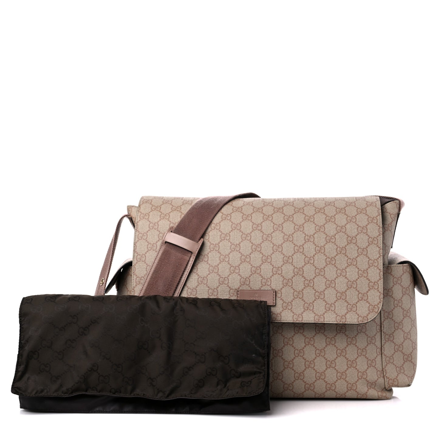 GG Supreme Monogram Messenger Diaper Bag Beige