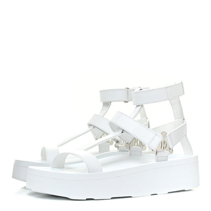 Hermes Calfskin Womens Enid Sandals 37 White 3 of 10