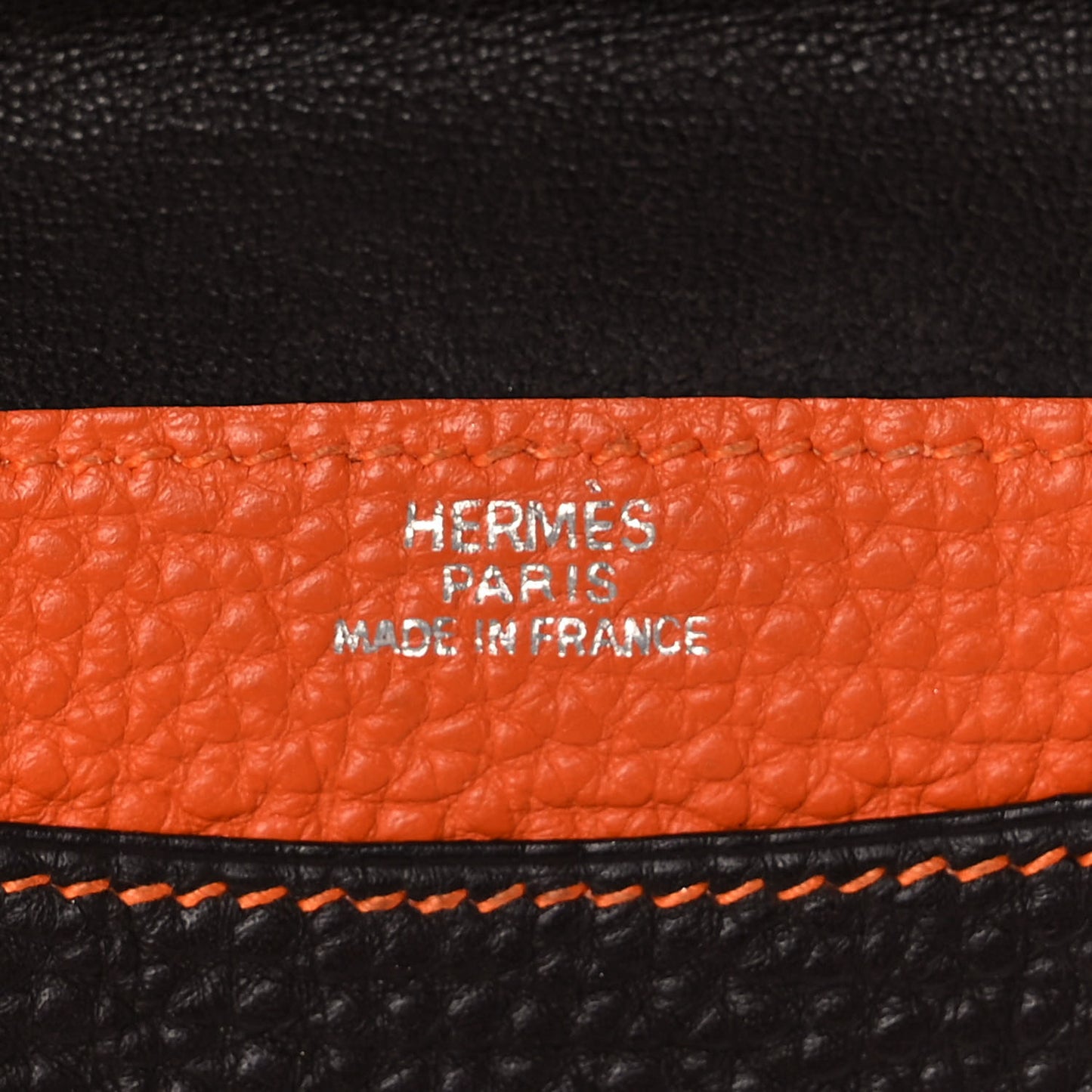 Togo Dogon Card Case Black Orange