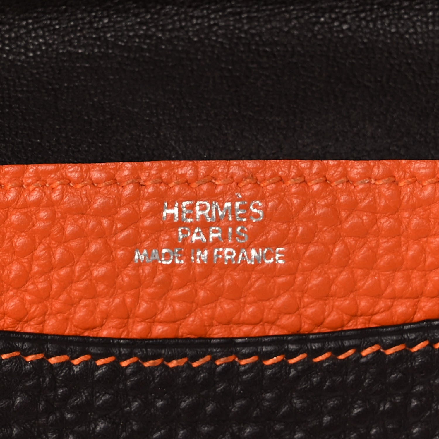 Hermes Togo Dogon Card Case Black Orange 6 of 11