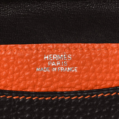 Hermes Togo Dogon Card Case Black Orange 6 of 11