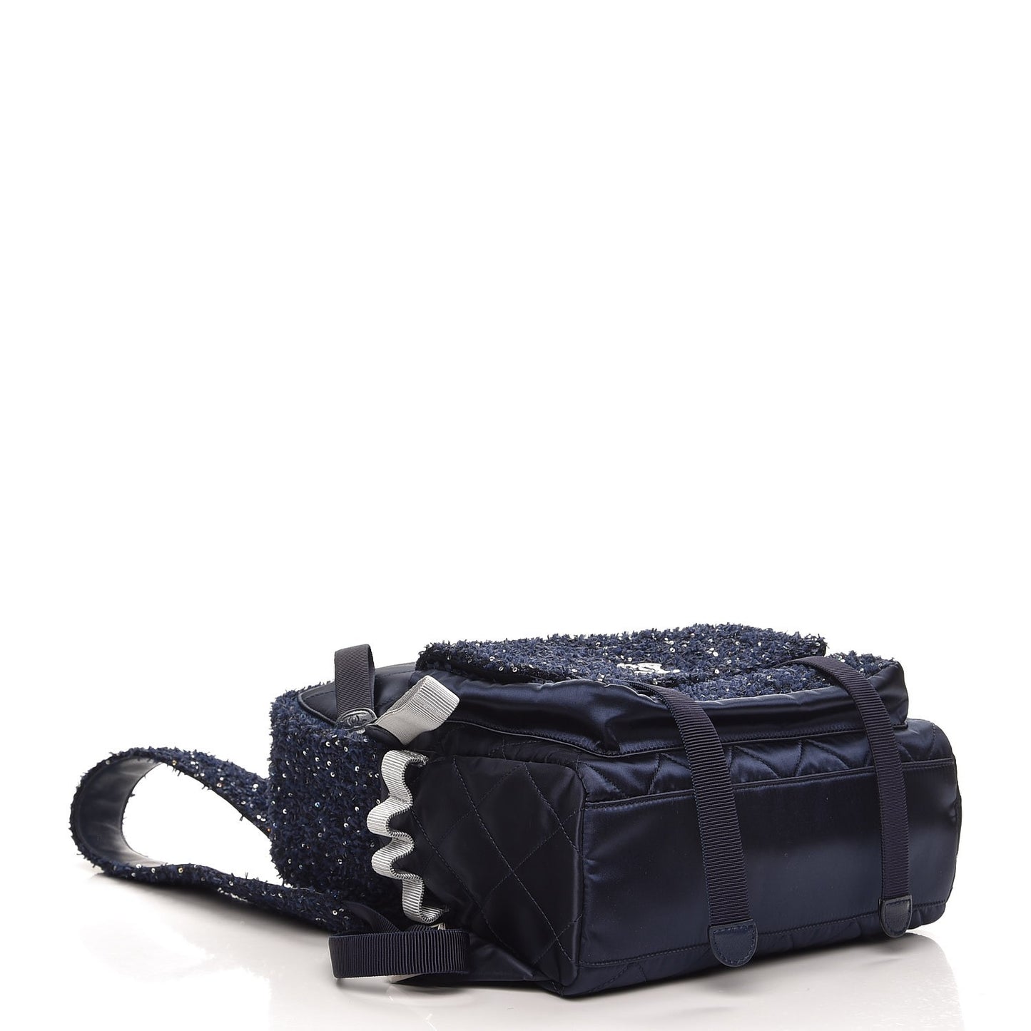 Tweed Nylon Quilted Astronaut Essentials Backpack Navy