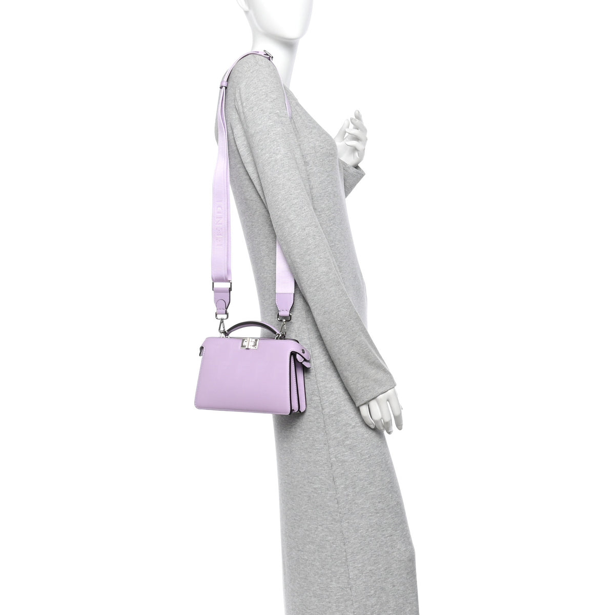 Fendi Calfskin Striped Texture FF Peekaboo I See U X Cross Satchel Violetta 2 of 10